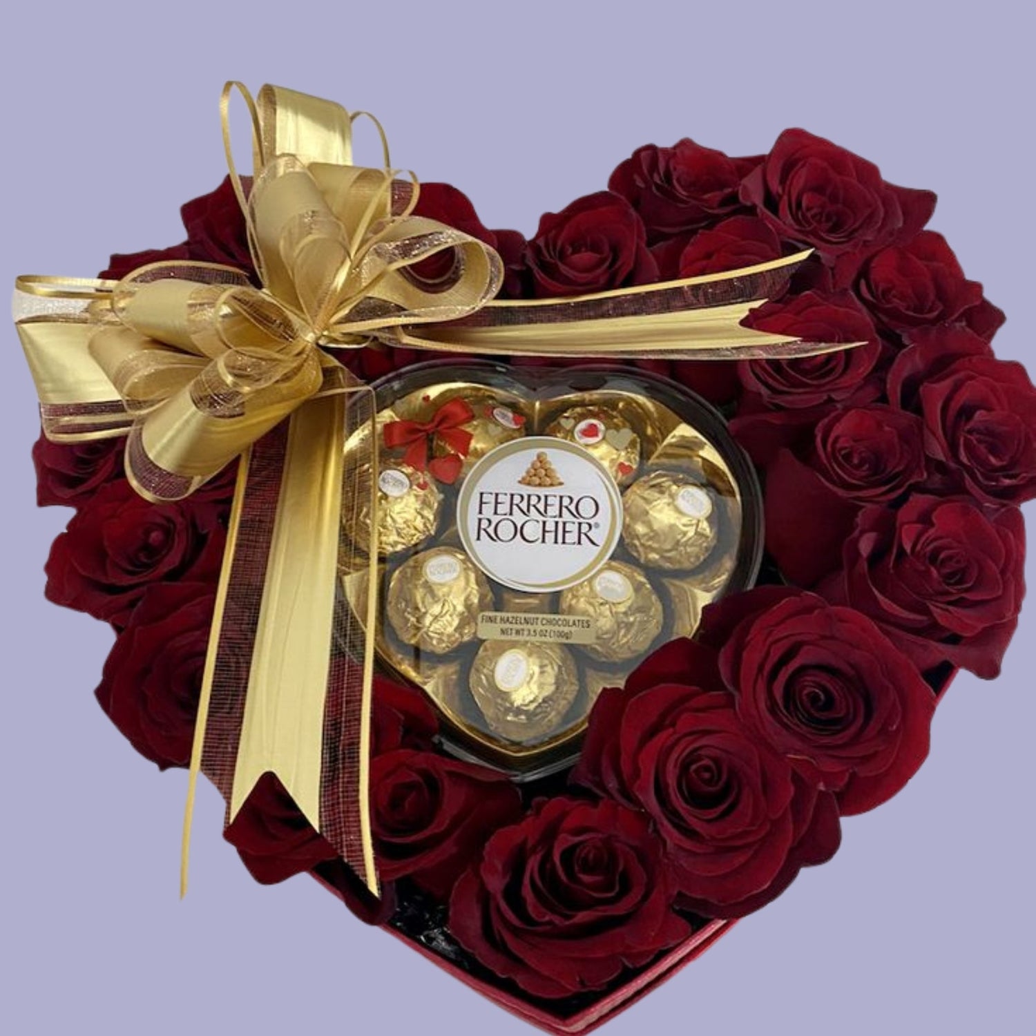 Valentine's day gifts and flowers with red roses and card